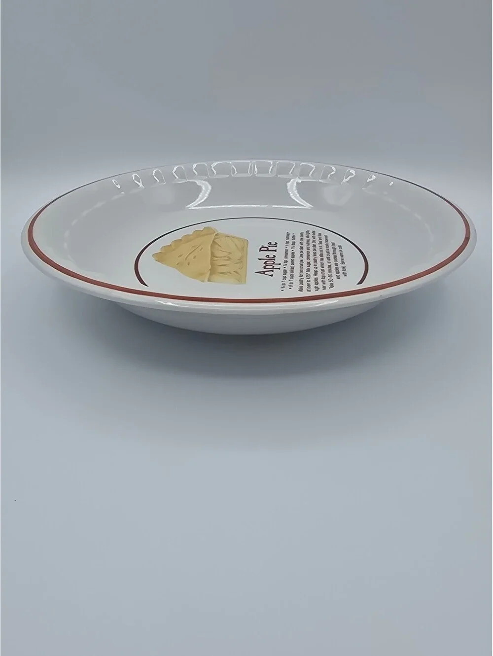 Vintage Winley Fine Porcelain China Apple Pie Recipe Pie Dish